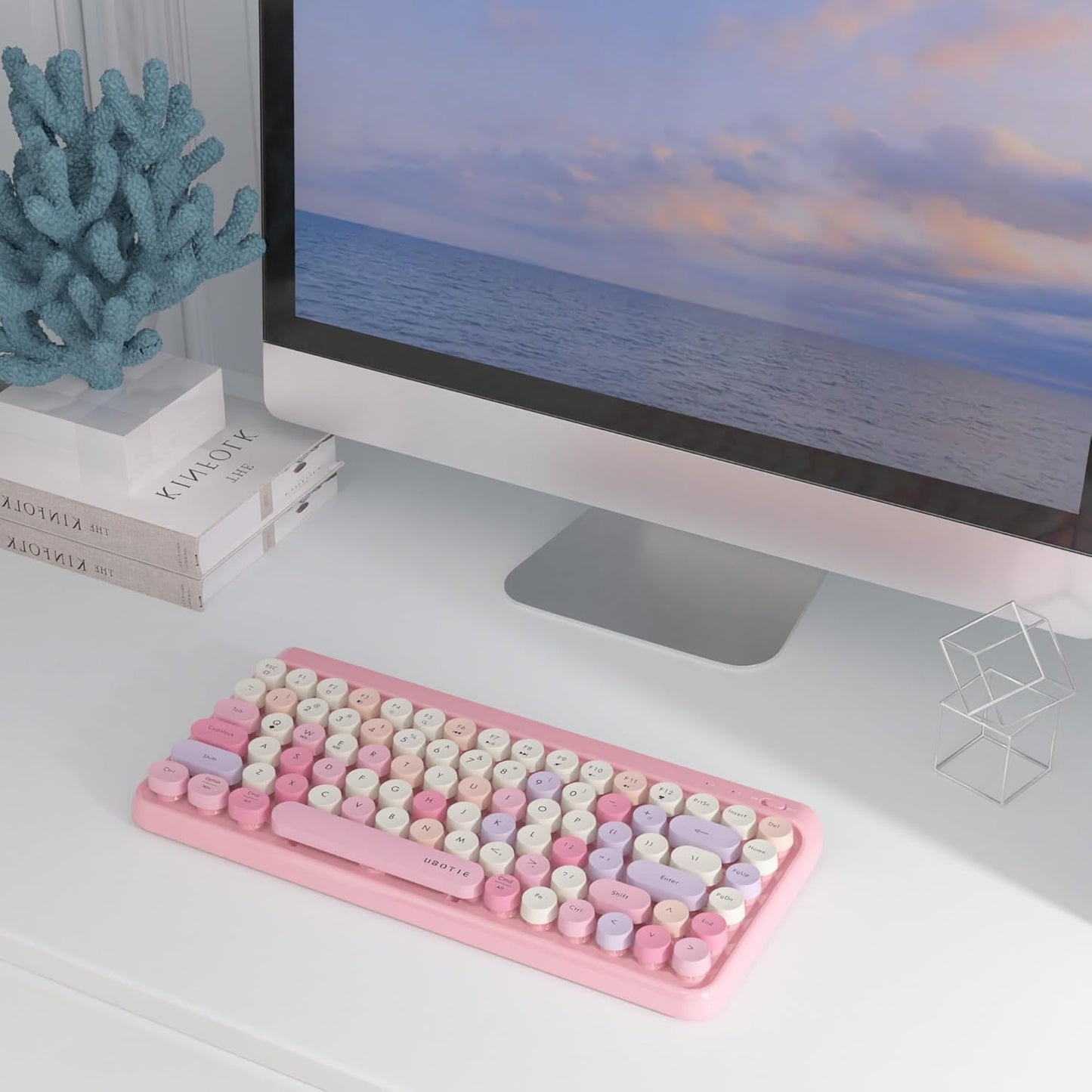 Teclado portátil Ubotie Bluetooth colorido inalámbrico