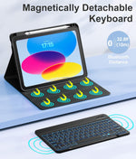 Funda para iPad de 11ª y 10ª gen. con teclado, 7 colores , inalámbrico.