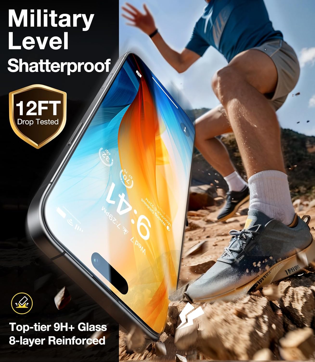 Protector de pantalla para iPhone 15 Pro, UltraGlass superior 9H.