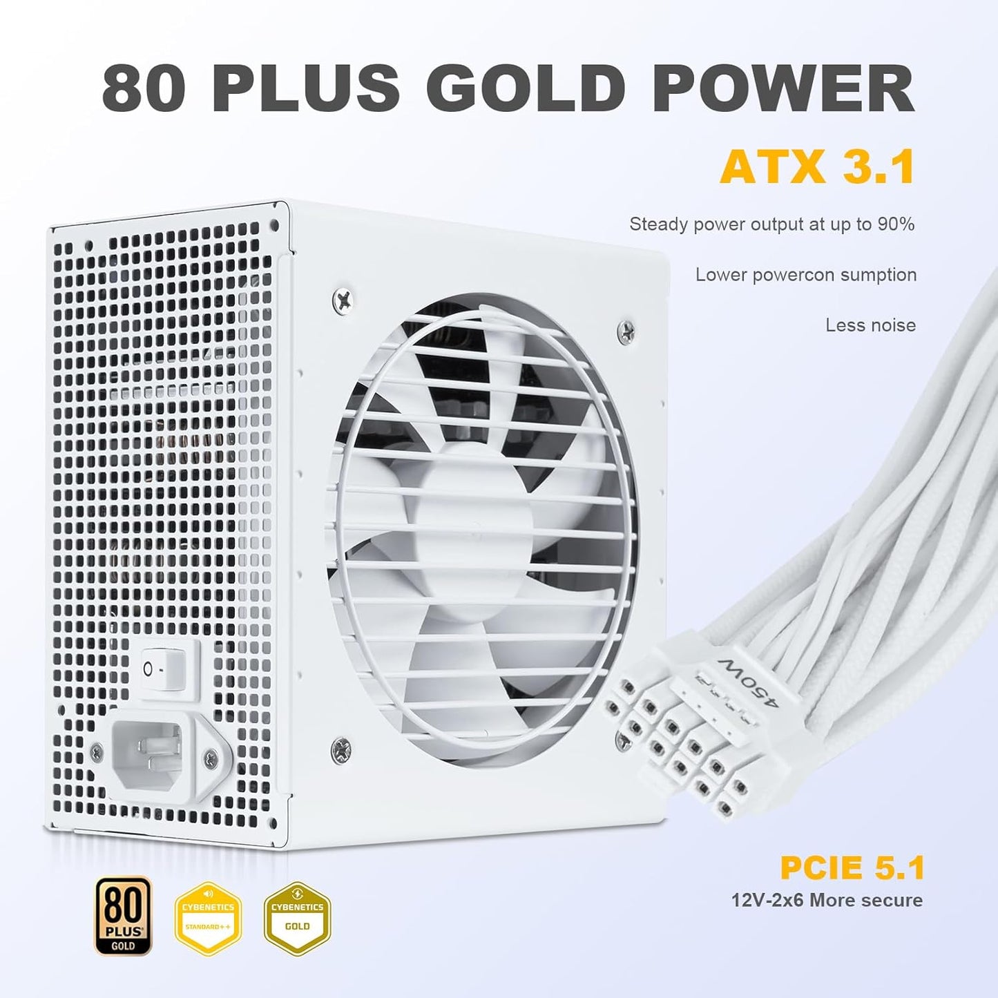 Fuente de alimentación blanca de 750 W, SAMA, 80 Plus Gold.