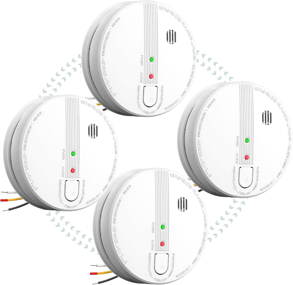 Juego De Detectores De Humo Interconectados, 4pcs, Bat. Remp