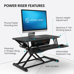 Escritorio eléctrico de 32", Versadesk, altura ajustable, bandeja p/teclado