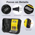 Kit de 2 baterías DCB120 de 3.0 A con cargador, compatible Dewalt.