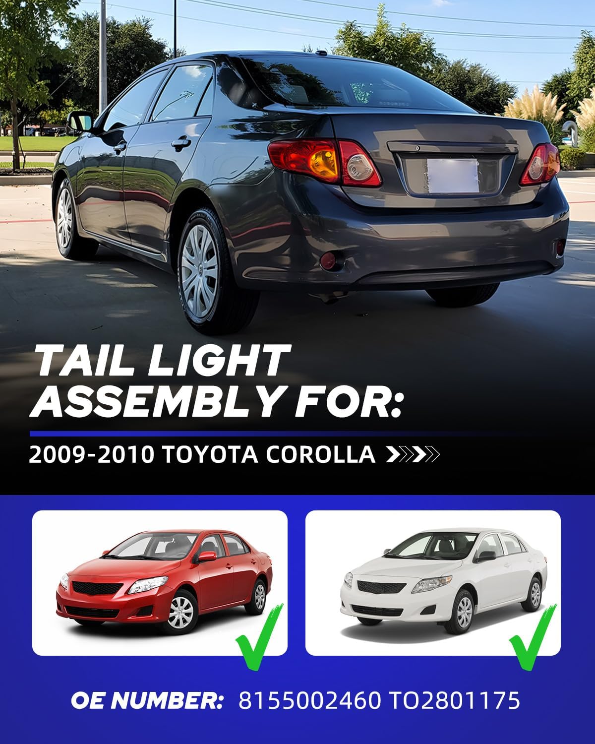 Faro trasero para Toyota Corolla, 09-10, lado derecho, (SIN BOMBILLAS).