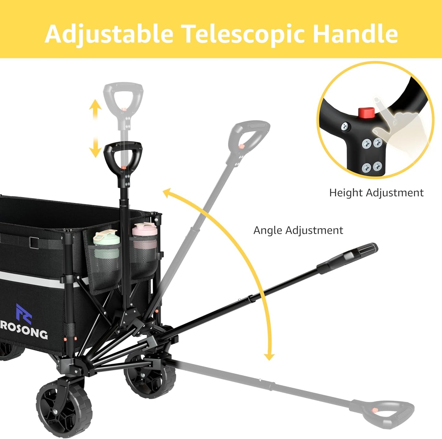 Carrito plegable con ruedas, deportes, jardín, compras, Resistente.