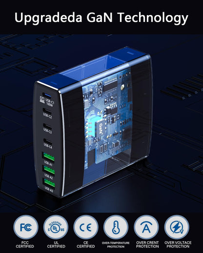 Estación de carga USB C, de 190 W, 7 puertos PD 3.0, Almucher.