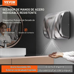 Secador de manos VEVOR de acero inoxidable montado en pared de baño comercial — vista 2