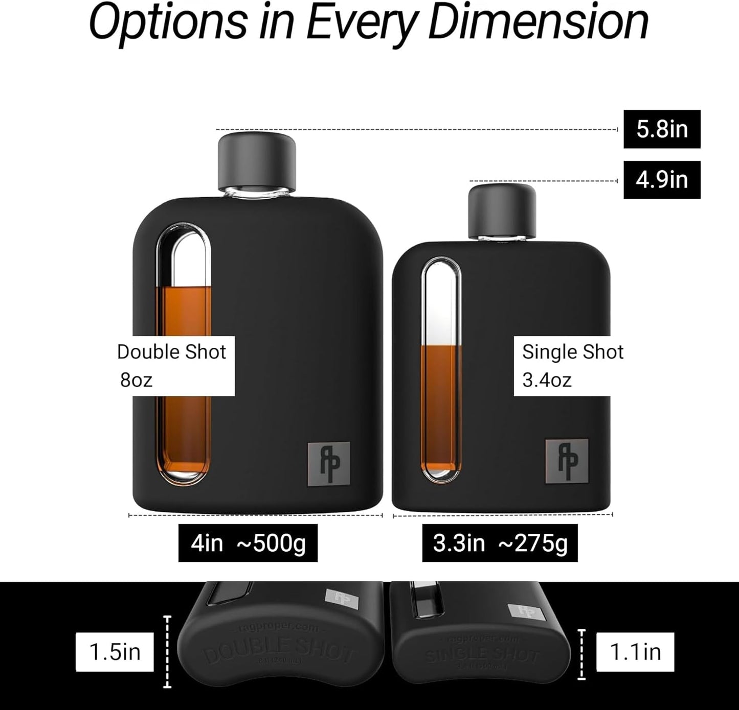 Frasco moderno de vidrio para hombres con forros de tapa de corcho y silicona. Ragproper