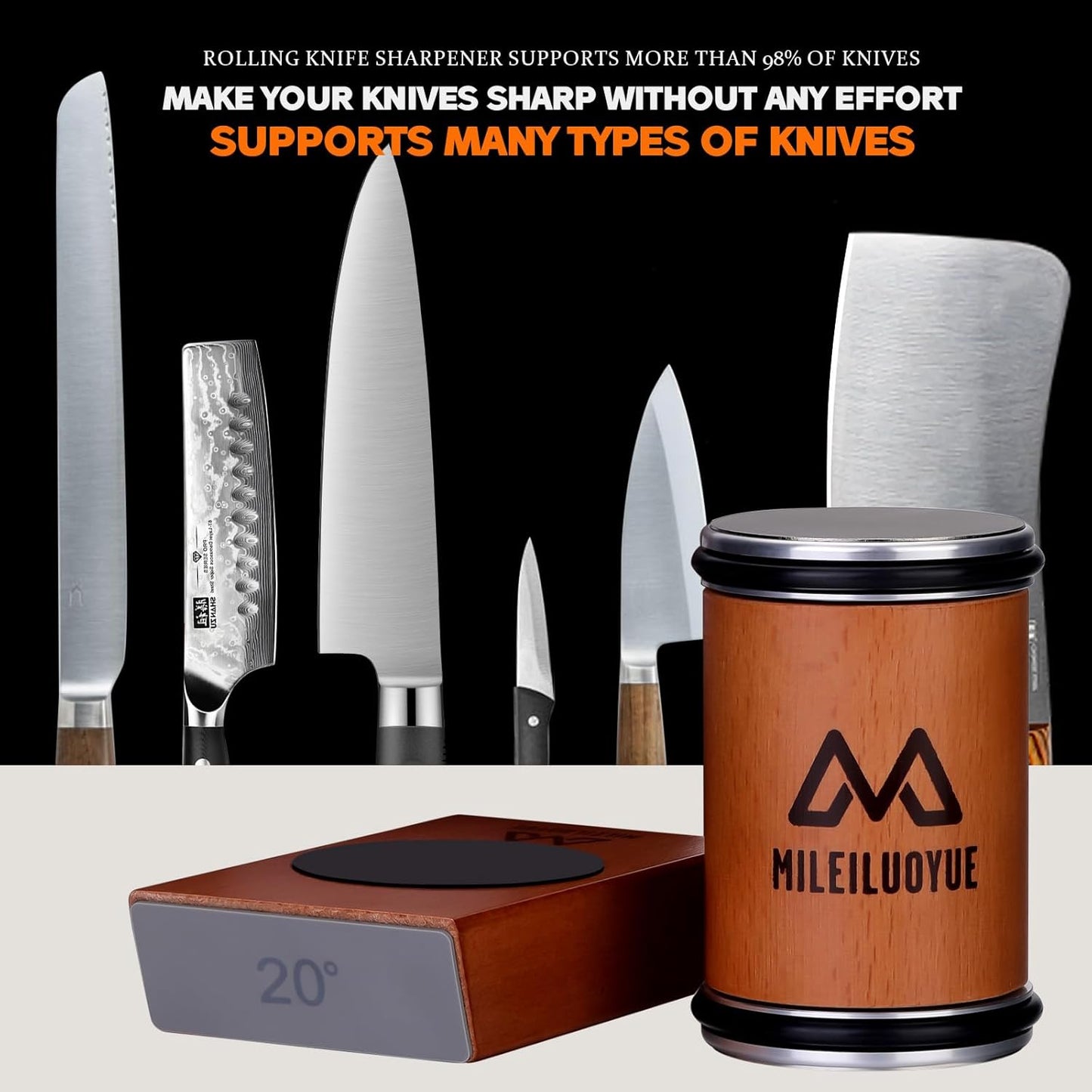 Kit de afilador de cuchillos, Ángulos de inclinación magnéticos.