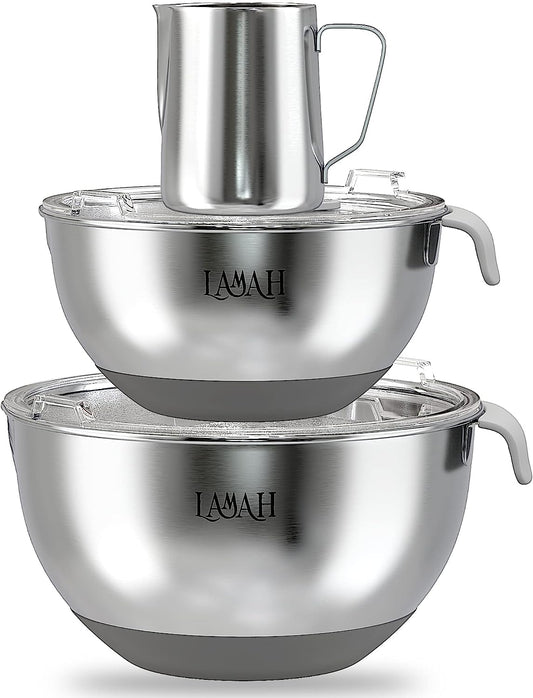 Juego de tazones acero inoxidable para mezclar con tapas  Lamah