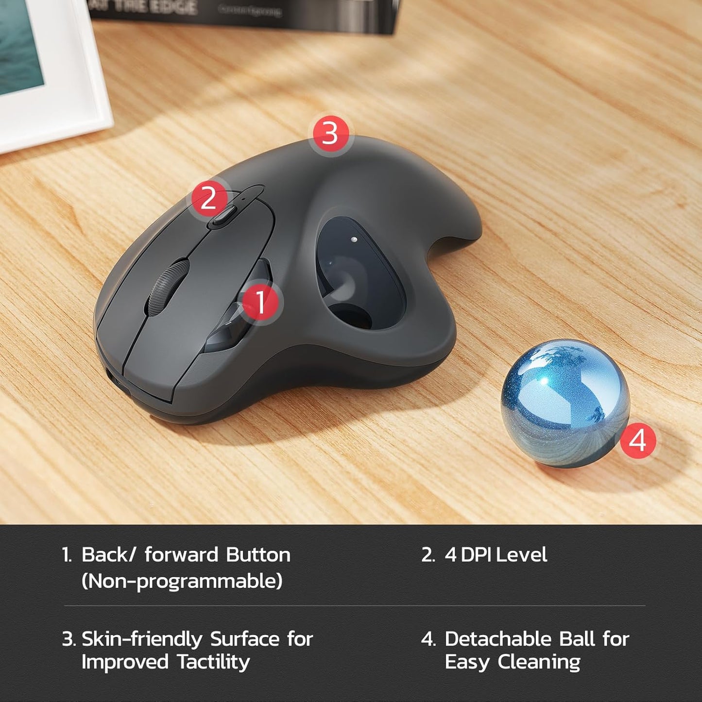 Nulea M501 mouse inalámbrico Trackball ergonómico
