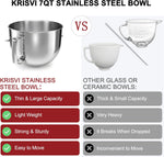 Cuenco mezclador de acero inoxidable de 7 qt compatible con Kitchenaid