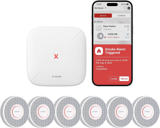 X-Sense Detector de humo inteligente con alertas de voz, Inalambrico.