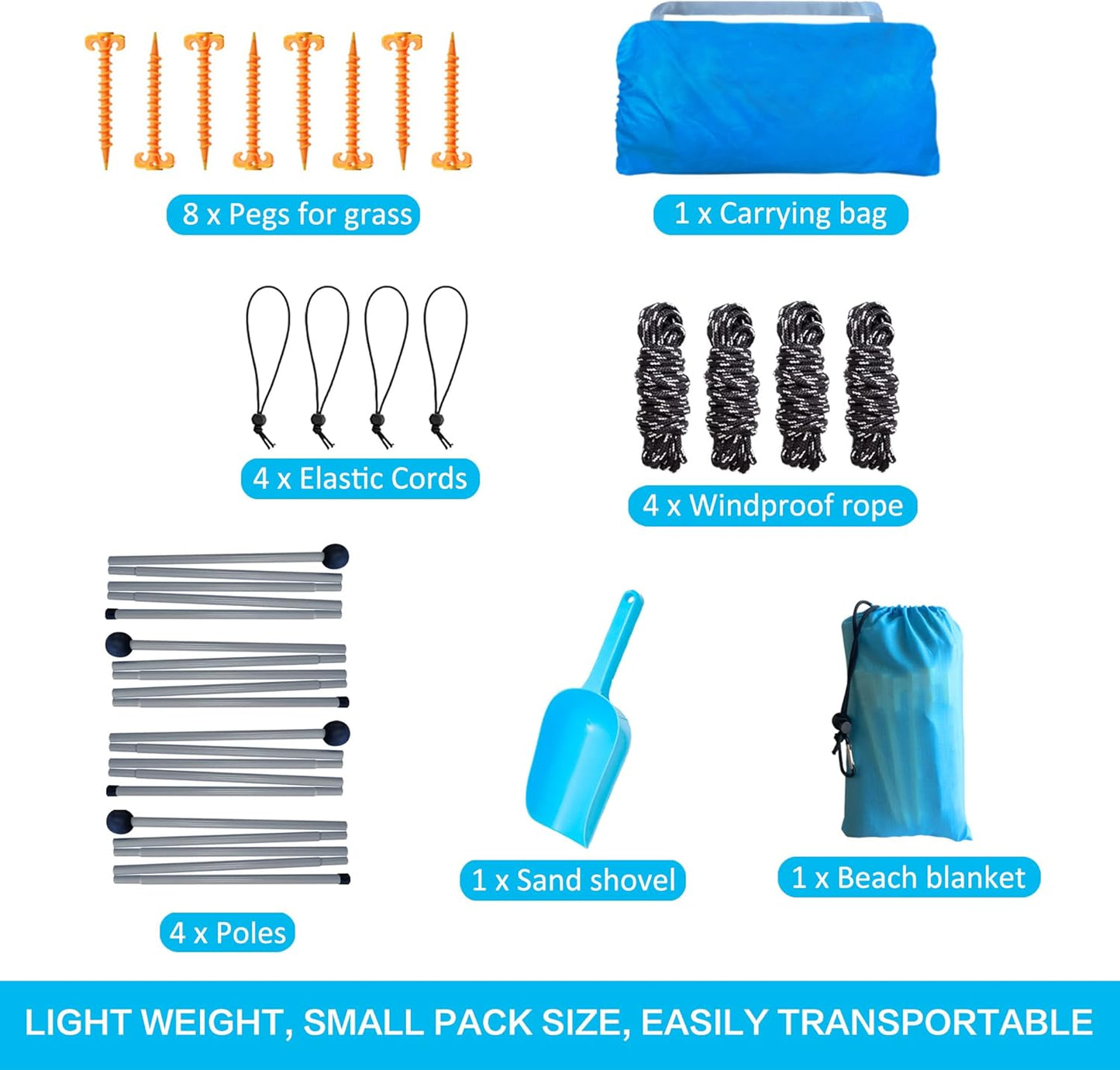 Tienda de campaña de playa con manta, 11 X 11 FT, protección UV50+.