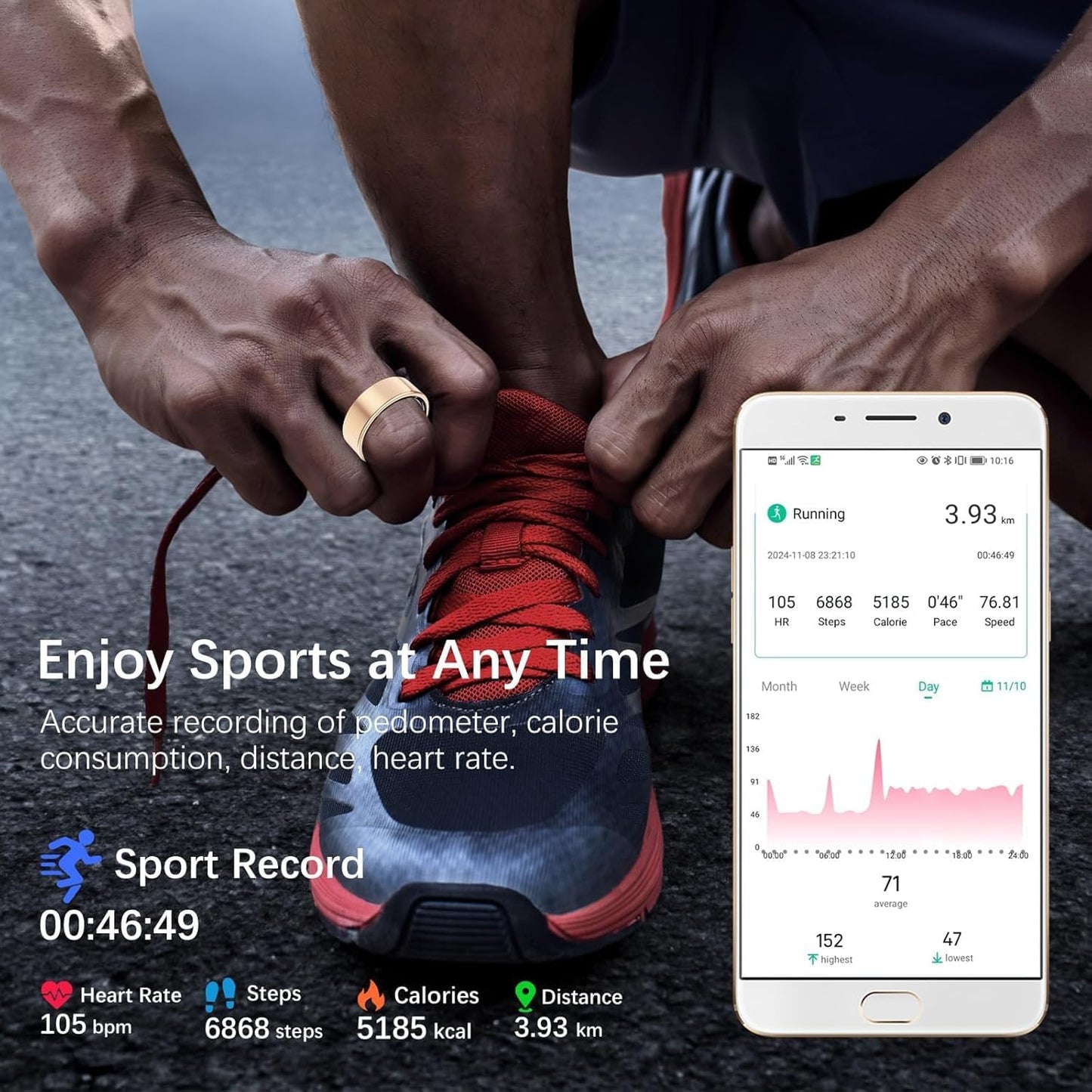 Anillo de seguimiento inteligente de salud y fitness talla #6