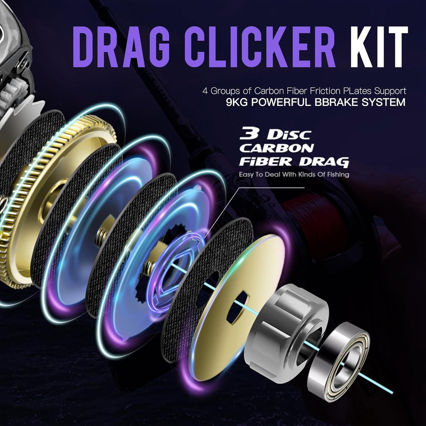 Carretes de pesca DOVIELLO GKA200 Baitcaster izquierdo