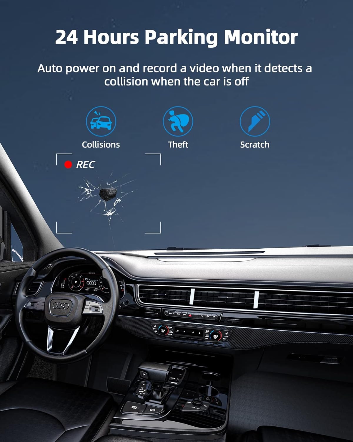 Cámara frontal para salpicadero,de tablero con tarjeta SD de 32 GB.