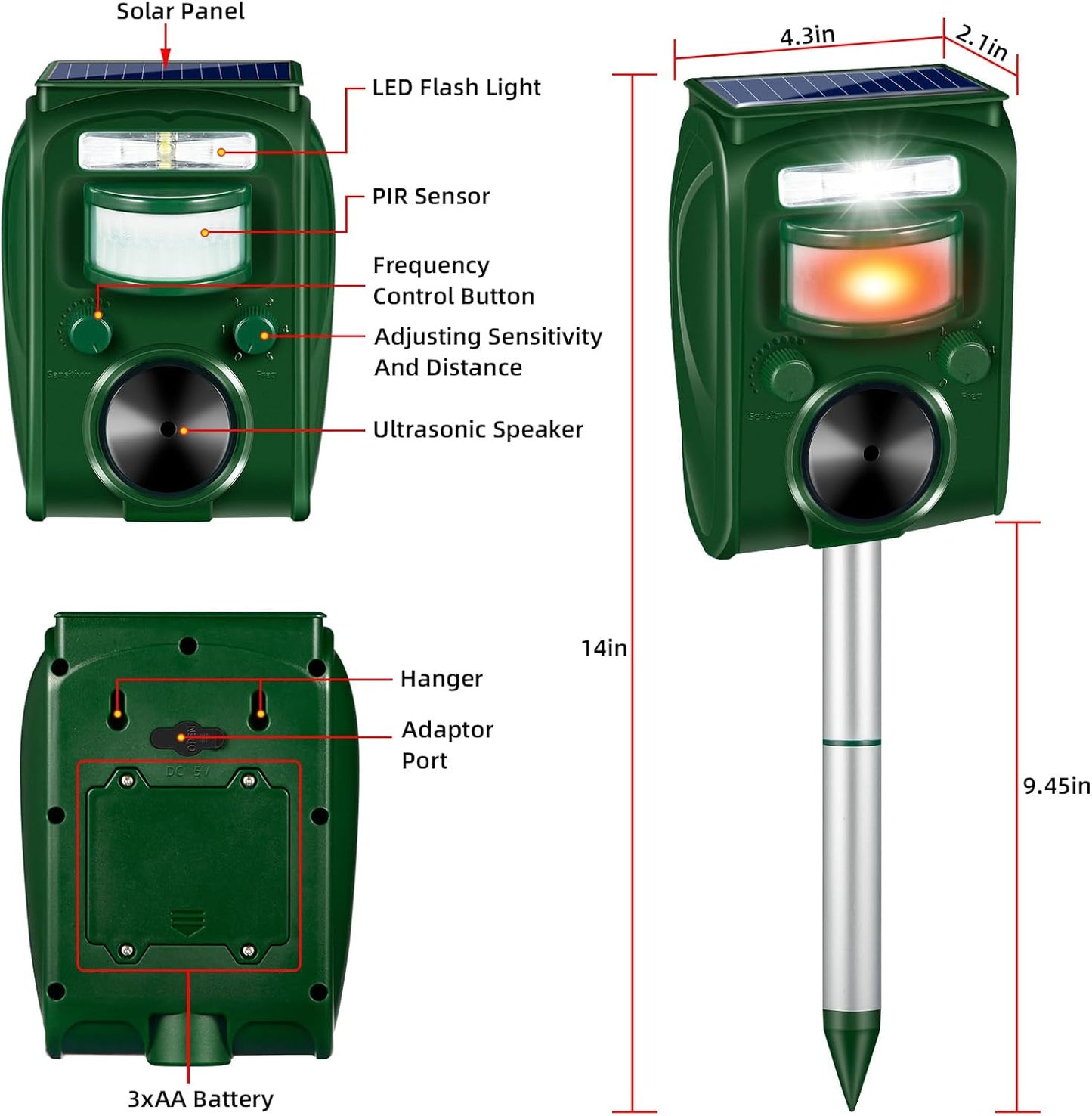 Repelente ultrasónico de animales sensor