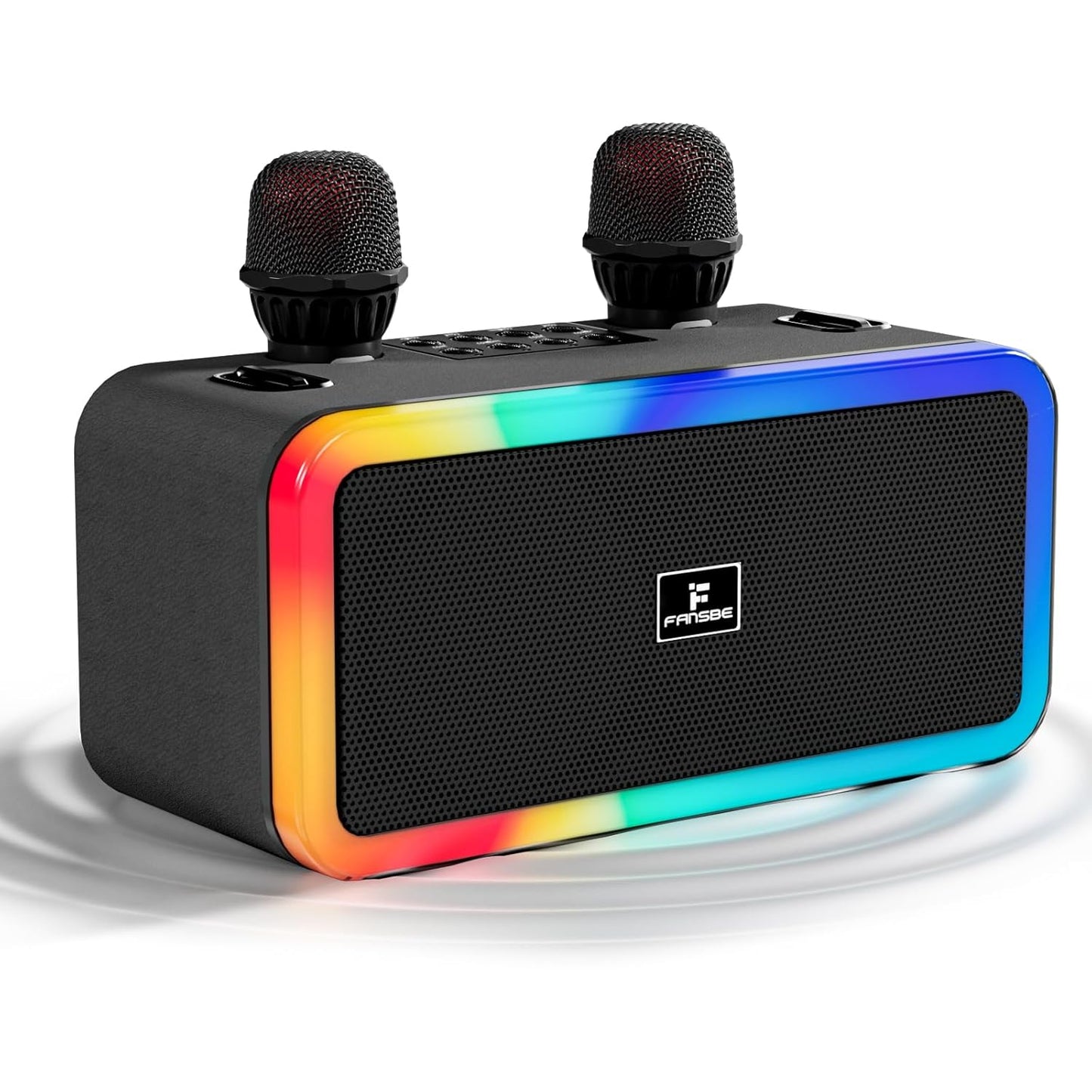 Máquina de karaoke portátil con 2 micrófonos, Bluetooth Fansbe Tech