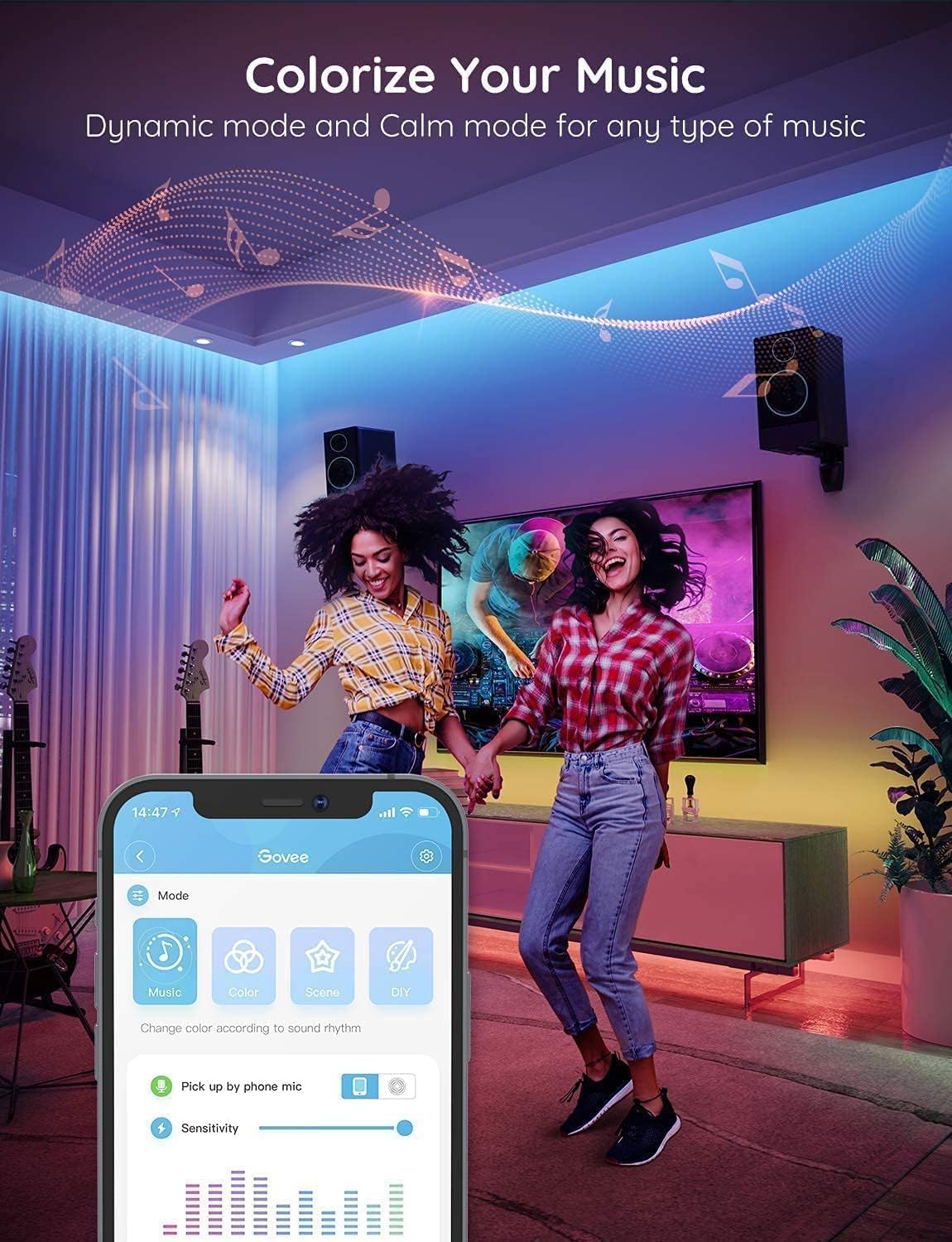 Govee - Tira de luces LED de 100 pies Bluetooth