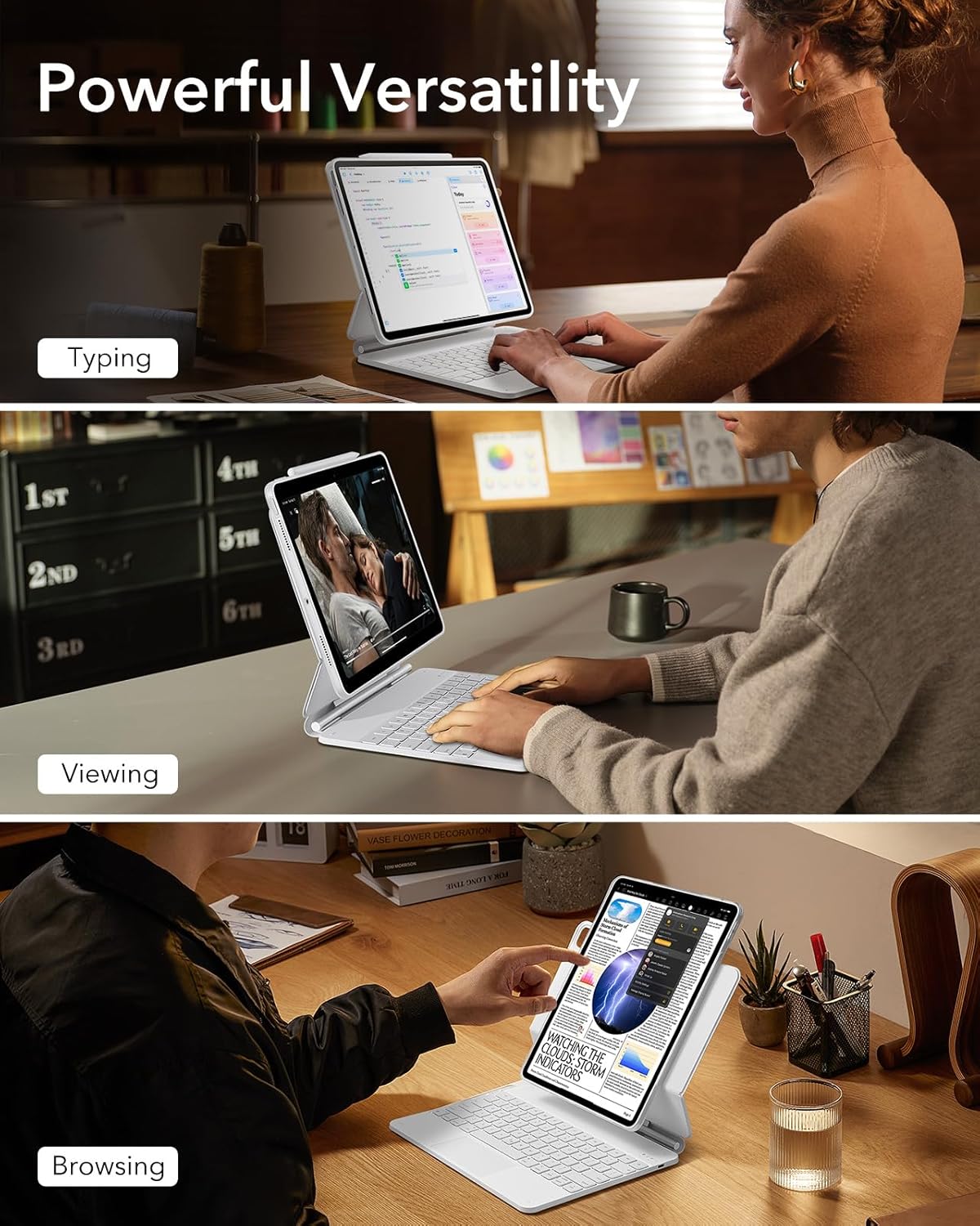 Funda con teclado para iPad Pro de 13", ESR Rebound 360 Series.