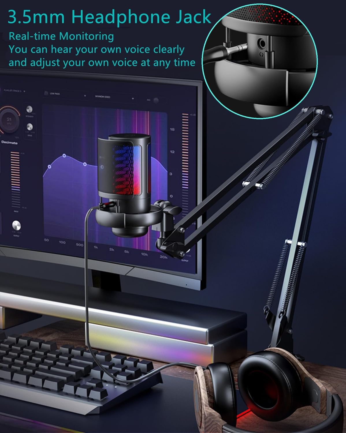 Micrófono RGB para juegos para PS4/5 PC,