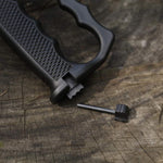 Cuchillo de hoja fija con vaina táctica, iniciador de fuego, rompe vidrio.