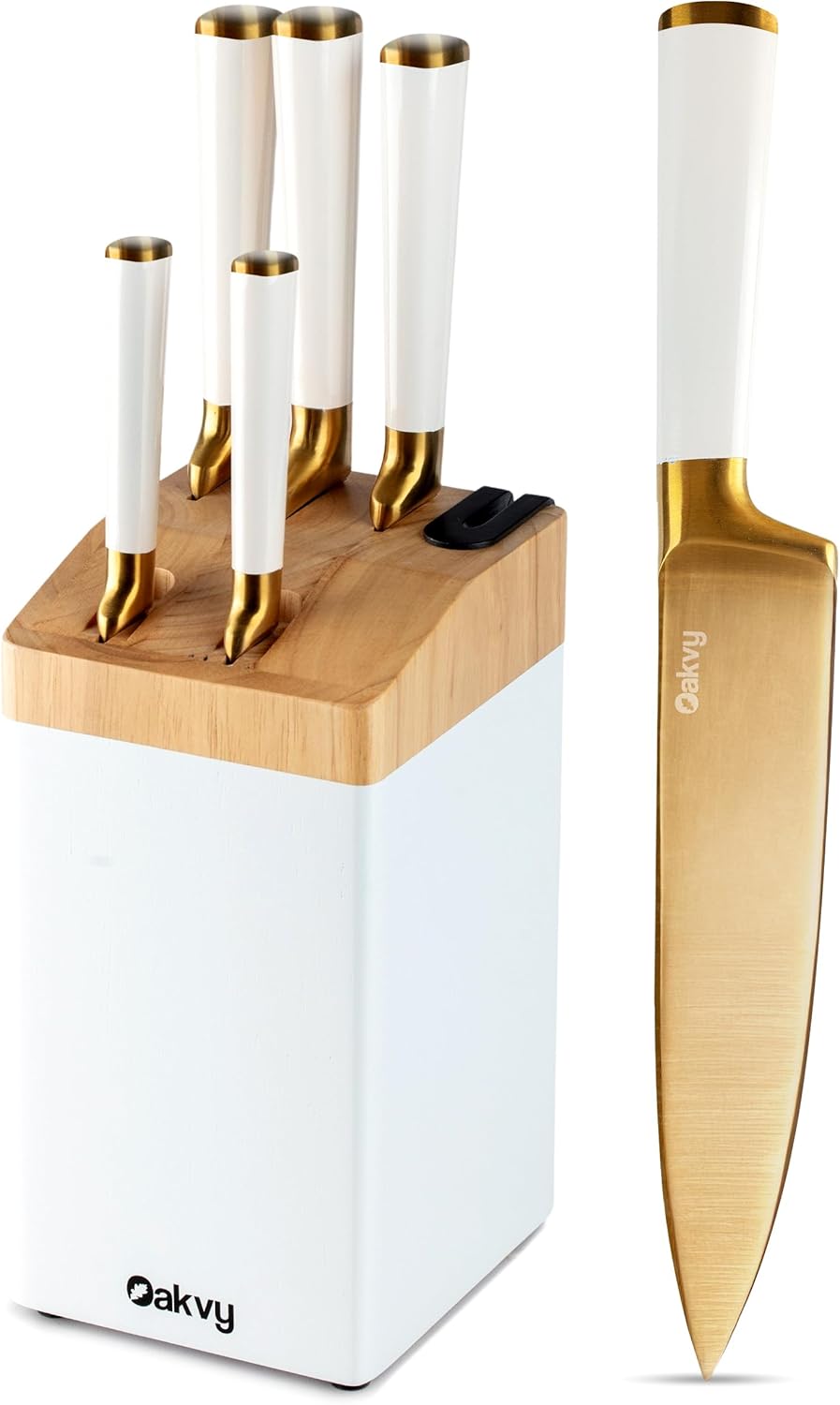 Juego de cuchillos con bloque, 5 piezas Acero inoxidable, Afilador.