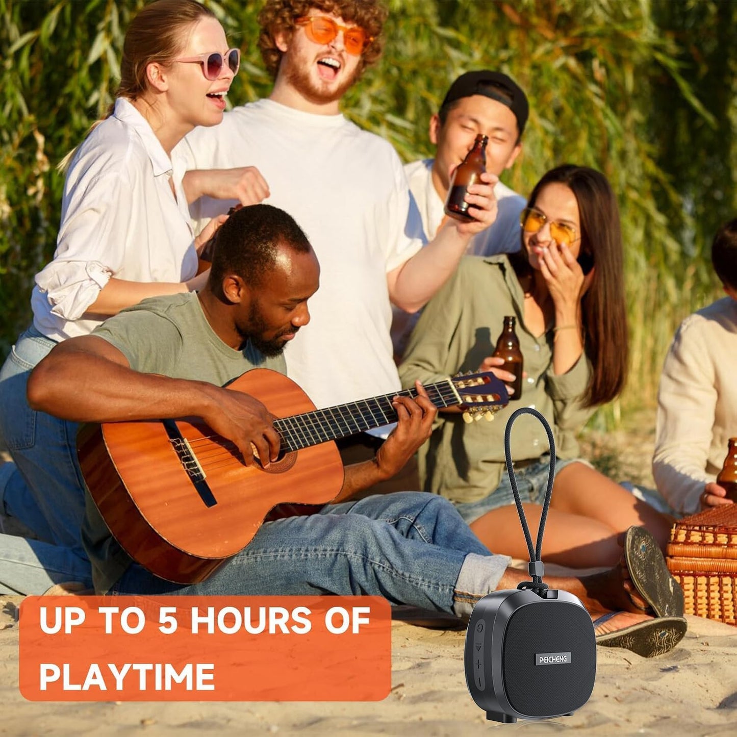 Altavoz pequeño portátil Bluetooth inalámbrico IPX5 impermeable.