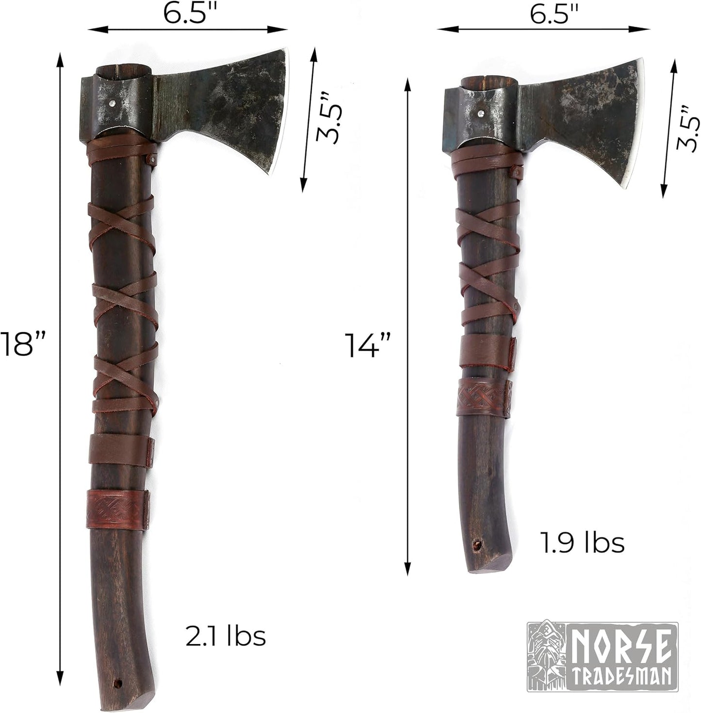 Norse Tradesman Hacha Vikinga, 14", acero al carbono, mango teca.
