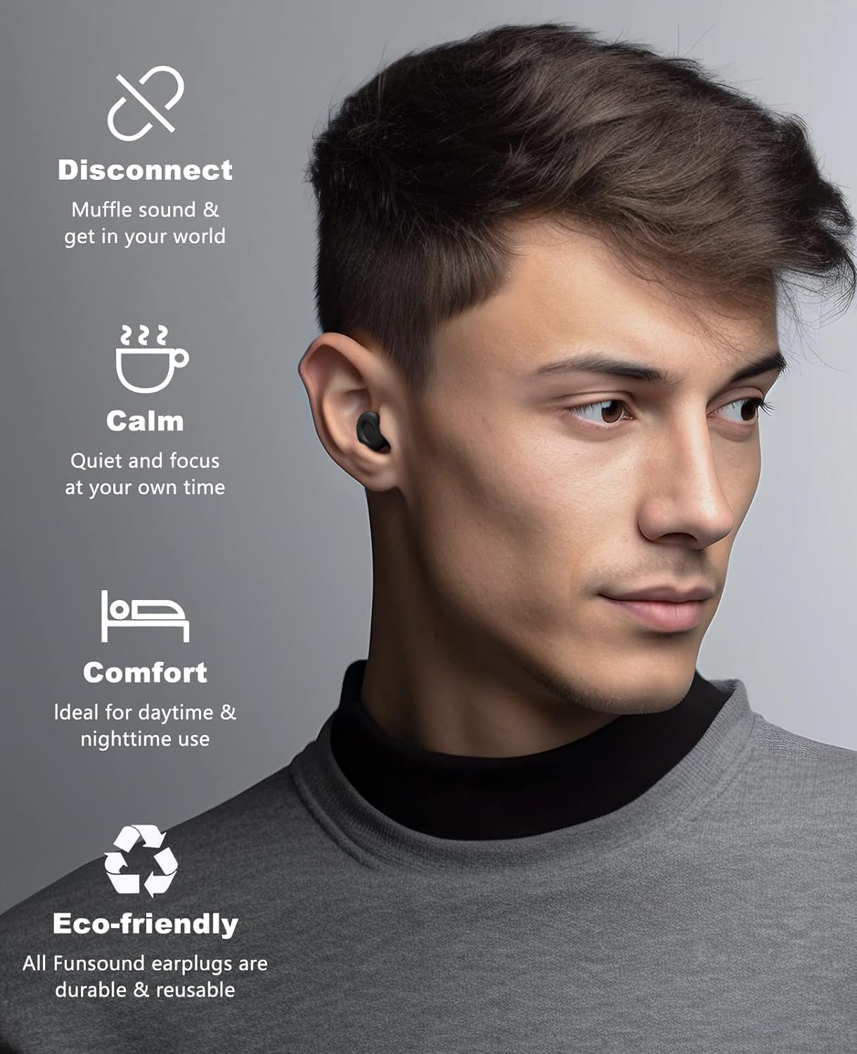 Tapones para los oídos reutilizables, reducción de ruido.