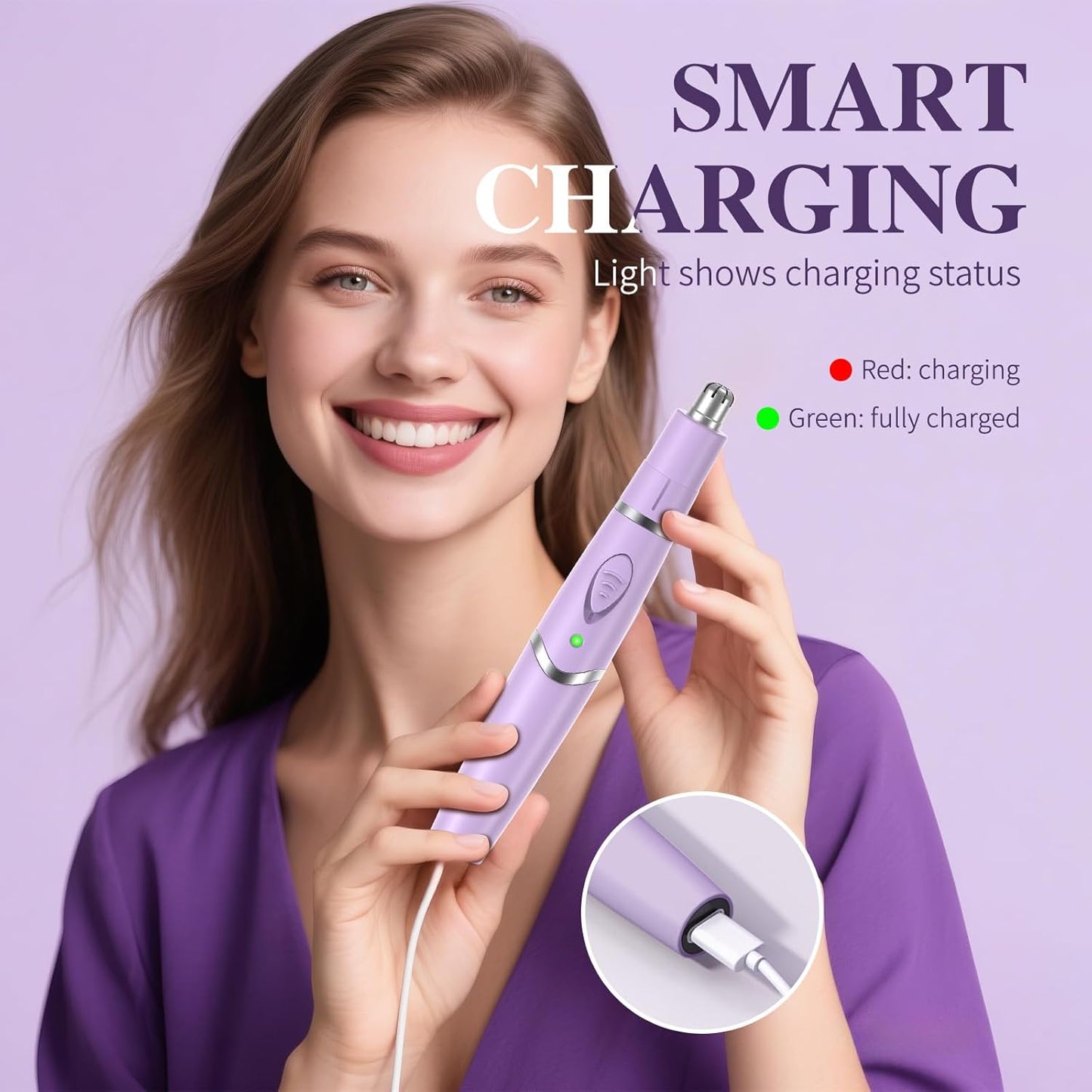 Recortadora de pelo, cara y nariz para mujeres, recargable.