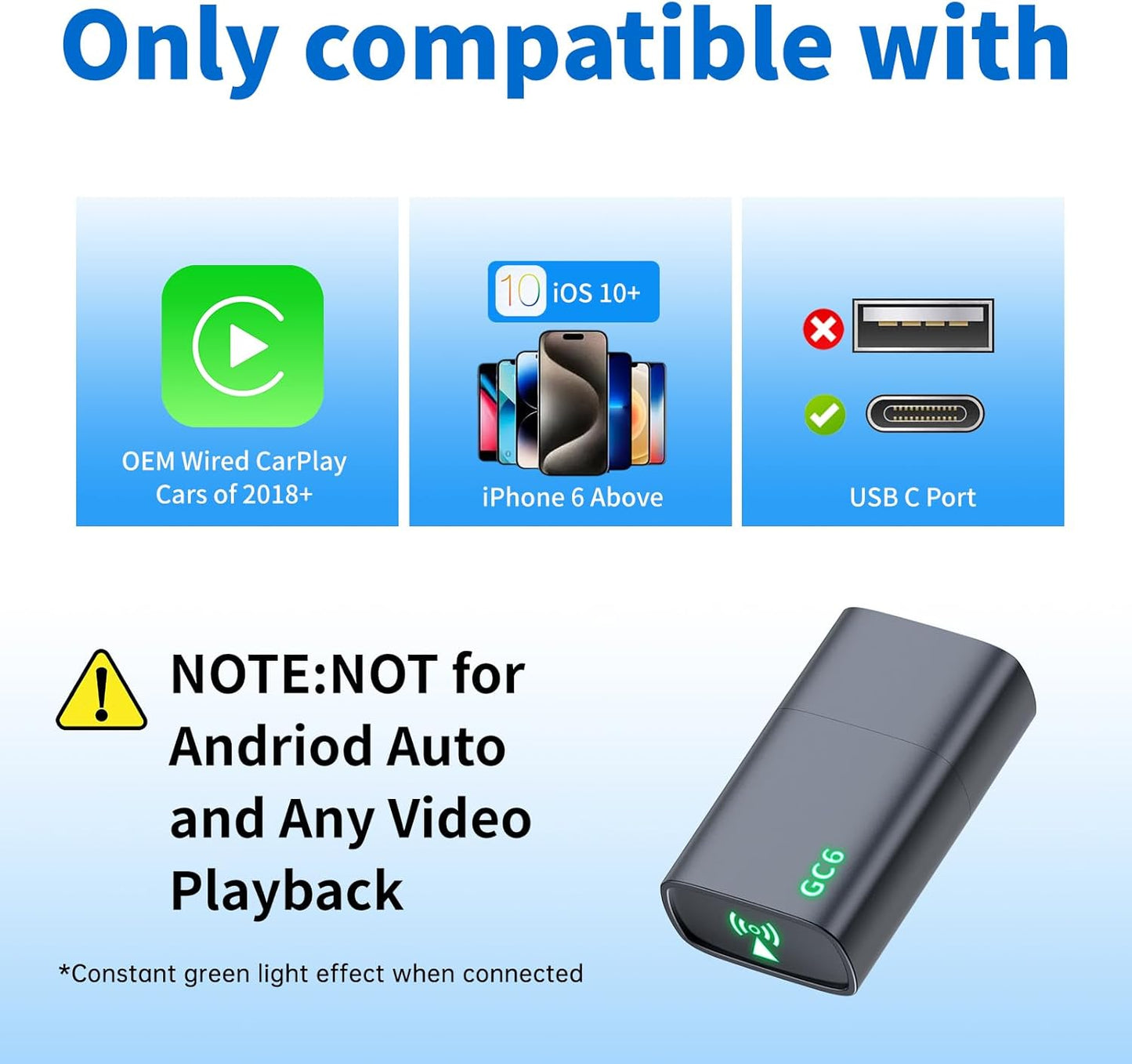 Adaptador inalámbrico CarPlay para Apple iPhone 2025.