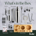 Kit de mixología para bartender, Barillio, soporte de bambú.