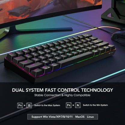 KOORUI - Teclado Para Juegos, 60% Mecánico con 26 RGB Retroiluminados