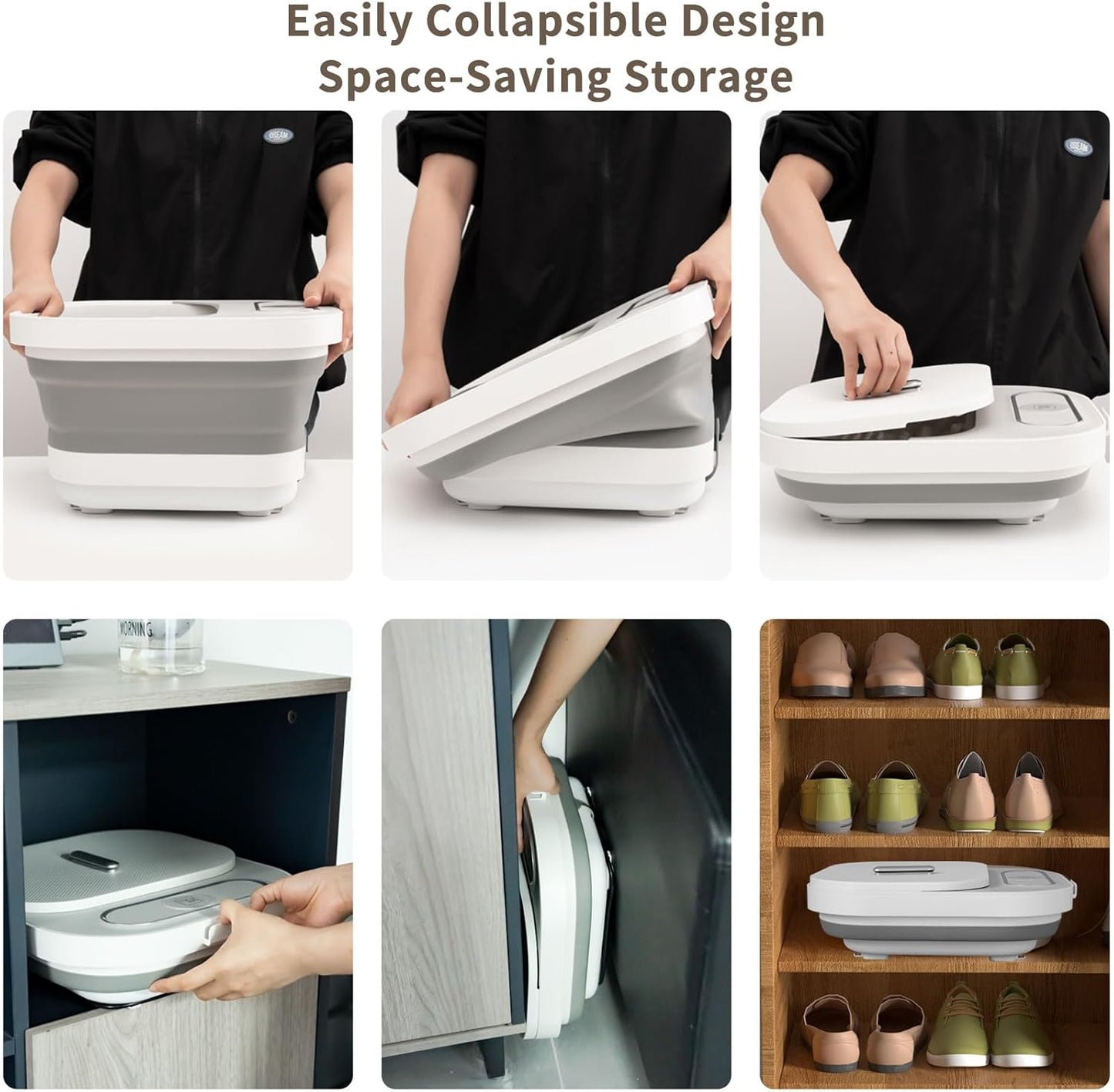 Bañera plegable para pies con rodillos de calor y masaje.