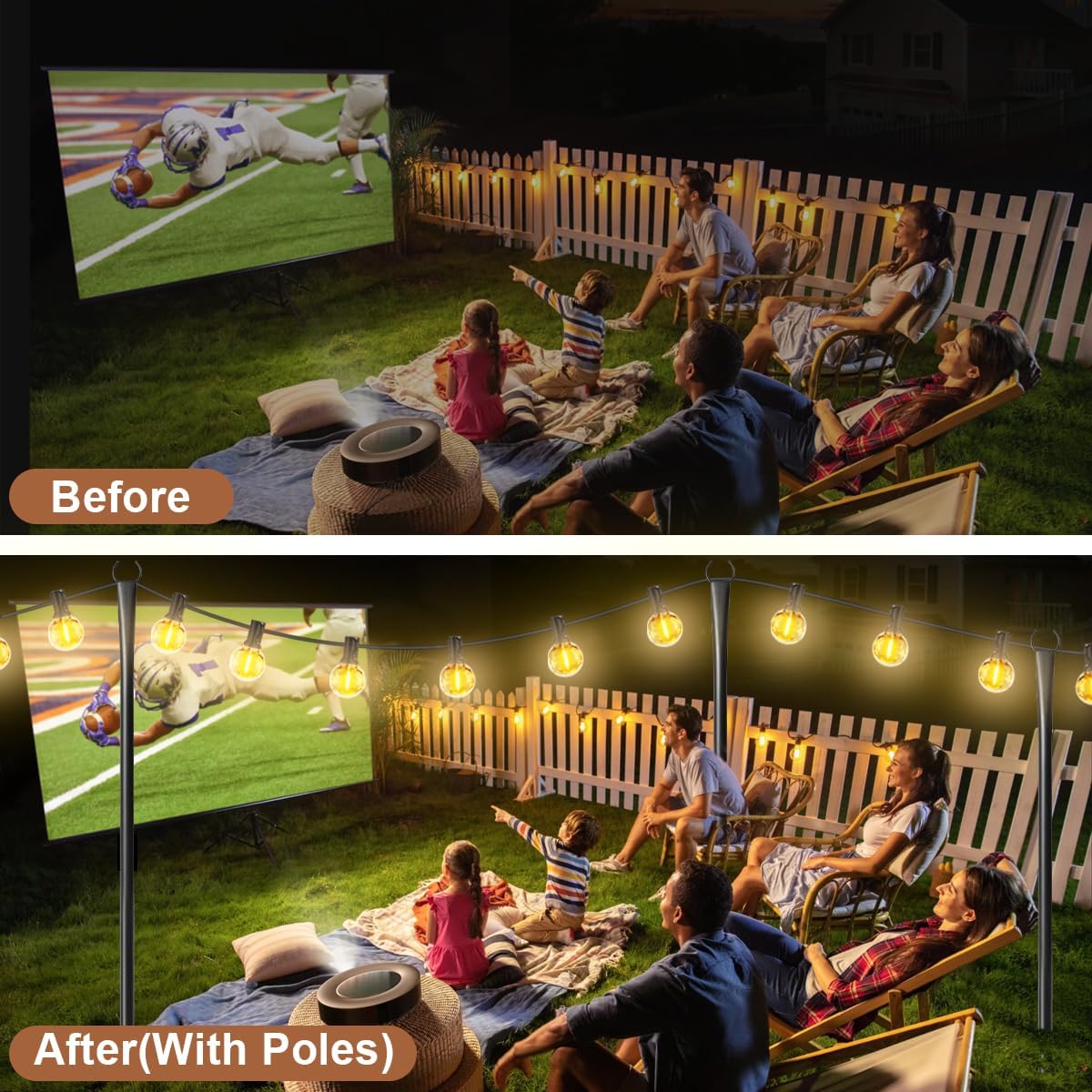 6 postes de luz de cadena para exteriores decoración patio