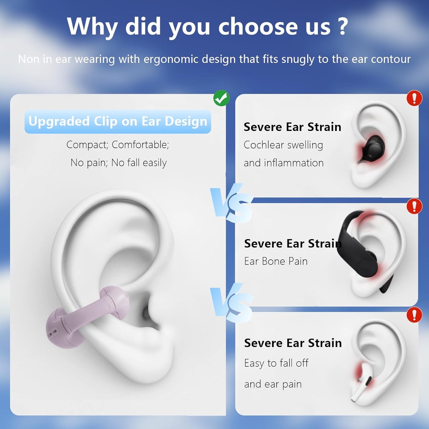 Auriculares de oreja abierta con clip Morados (Usados)