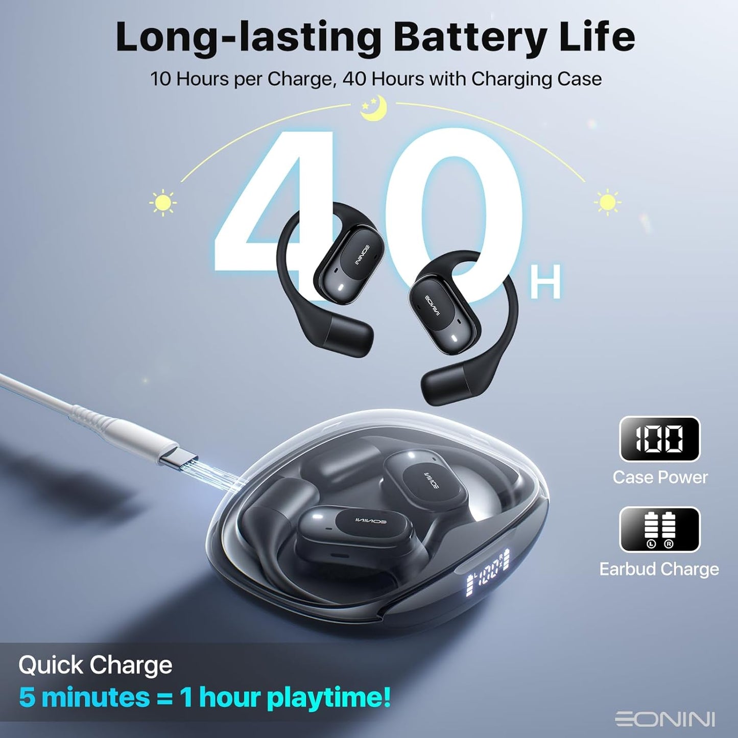 Eonini Auriculares inalámbricos con Bluetooth abiertos