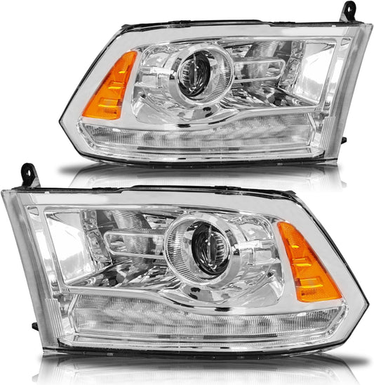 Faros delanteros LED halógenos Dodge Ram 1500 2500 3500 DETALLE