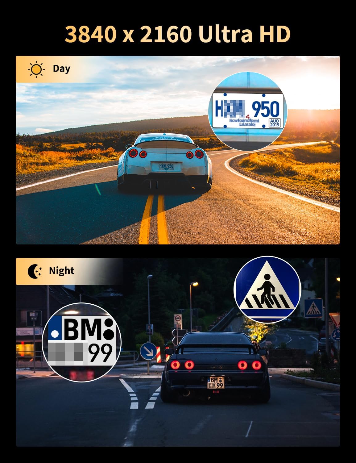Visualización portátil de 9 " para coche, Apple CarPlay y Android Auto, cámara 4K y 1080P