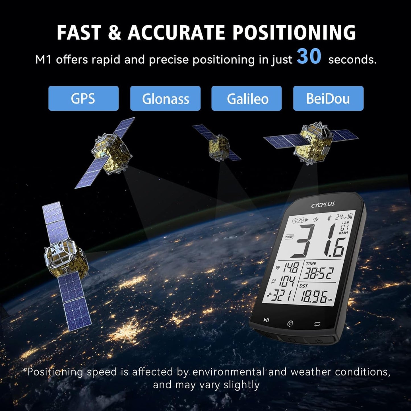 CYCPLUS Computadora de bicicleta, GPS, inalámbrico, ANT multifuncion.