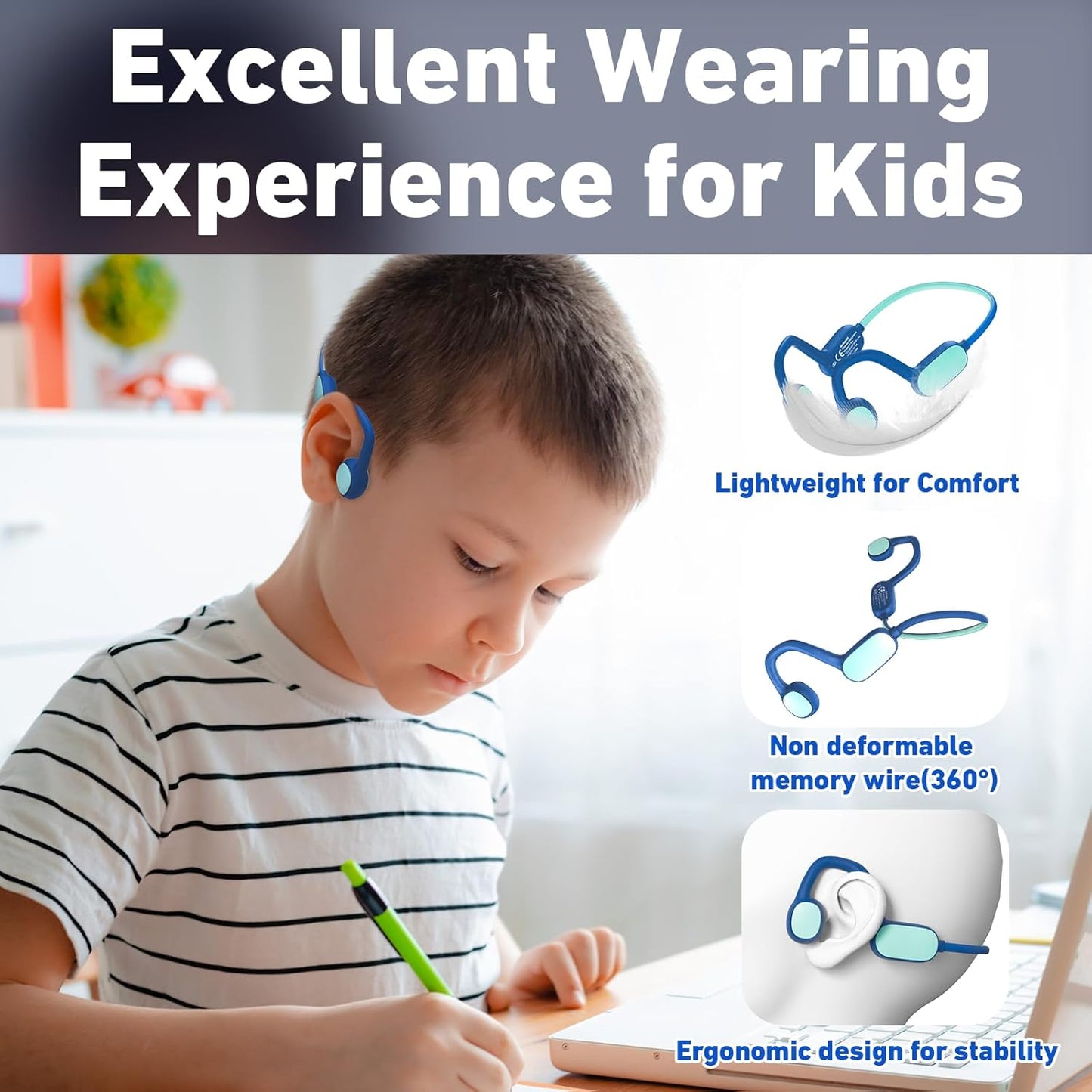 Auriculares para niños conducción de aire abierta impermeable