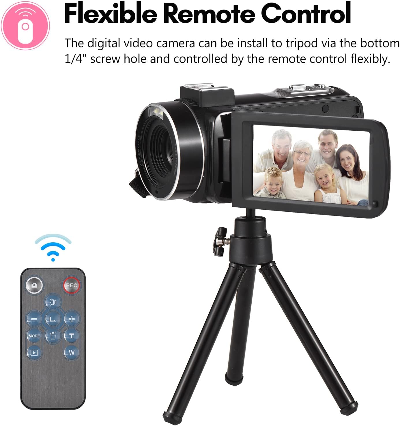 Cámara de video digital 2.7K, 48 MP, zoom digital 16X, panel táctil.