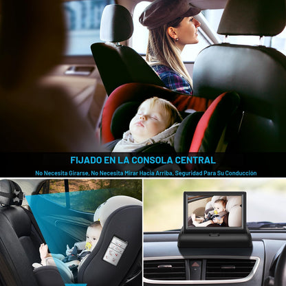 Pantalla de coche para bebés, 4.3" amplia visión de asiento trasero.