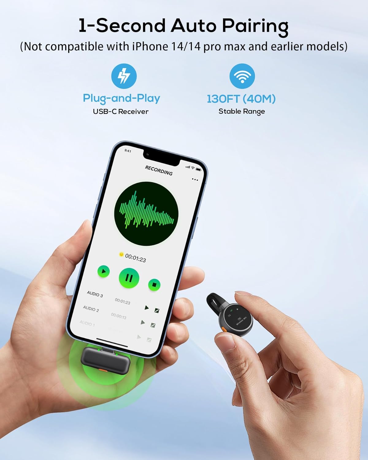 Micrófono Lavalier inalámbrico cancelación de ruido