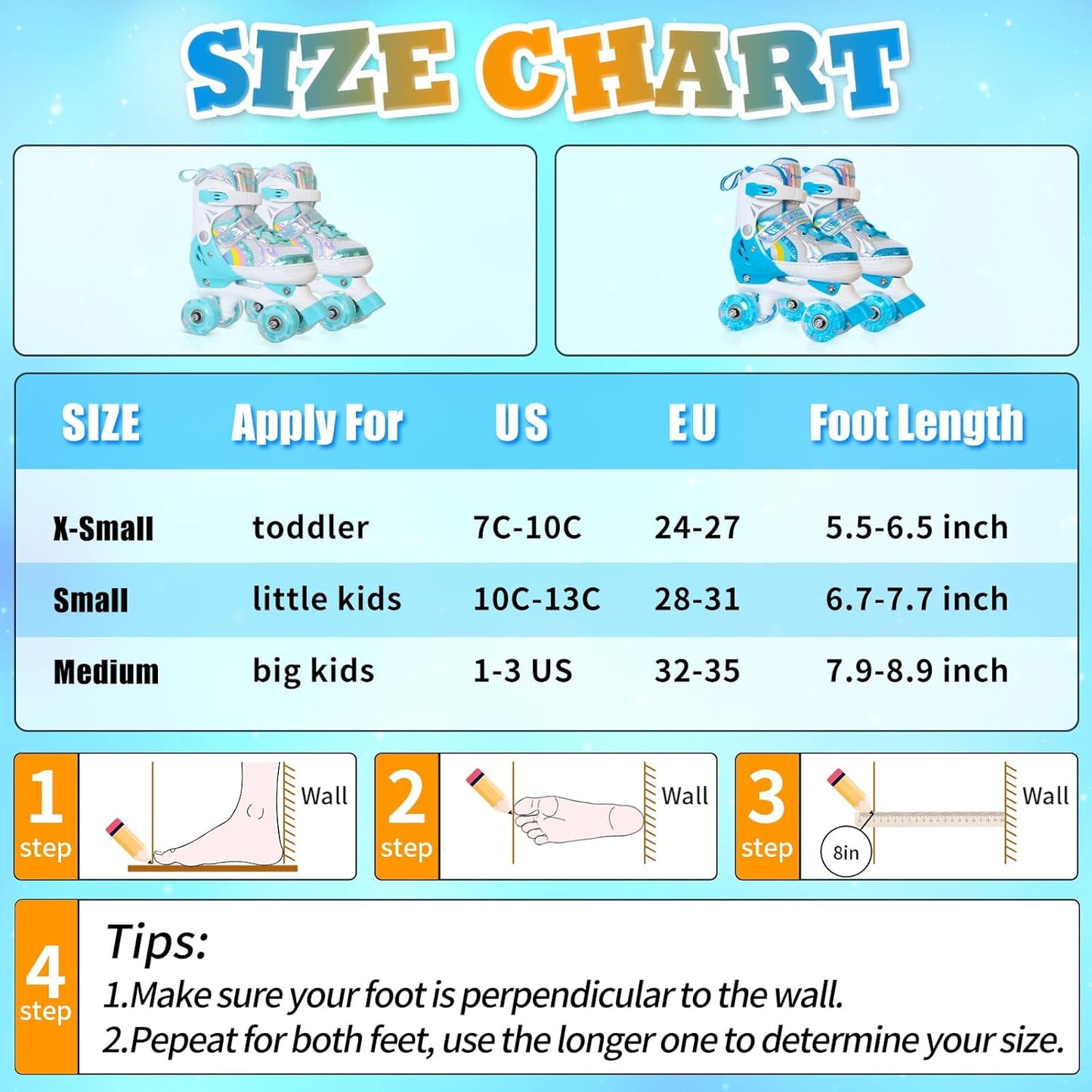 Patines de ruedas para niñas pequeñas, ajustables. Nattork.