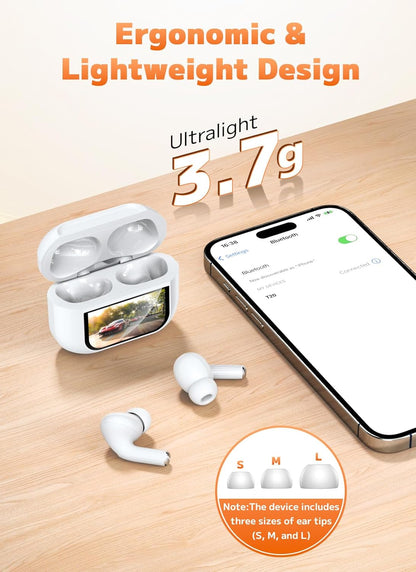 Auriculares inalámbricos Bluetooth 5.4, con visualización táctil.