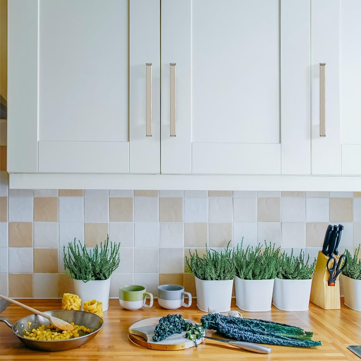 Juego de 20 manijas de gabinete, niquel cepillado, de 5".