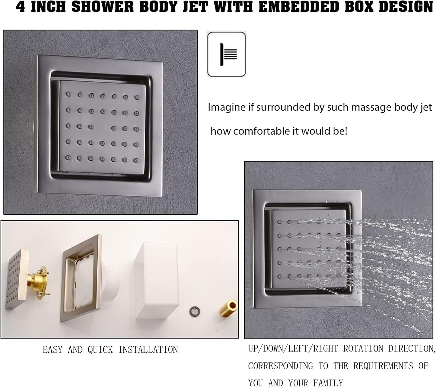 Cabezal de ducha chorros de rociado para instalación oculta DULABRAHE